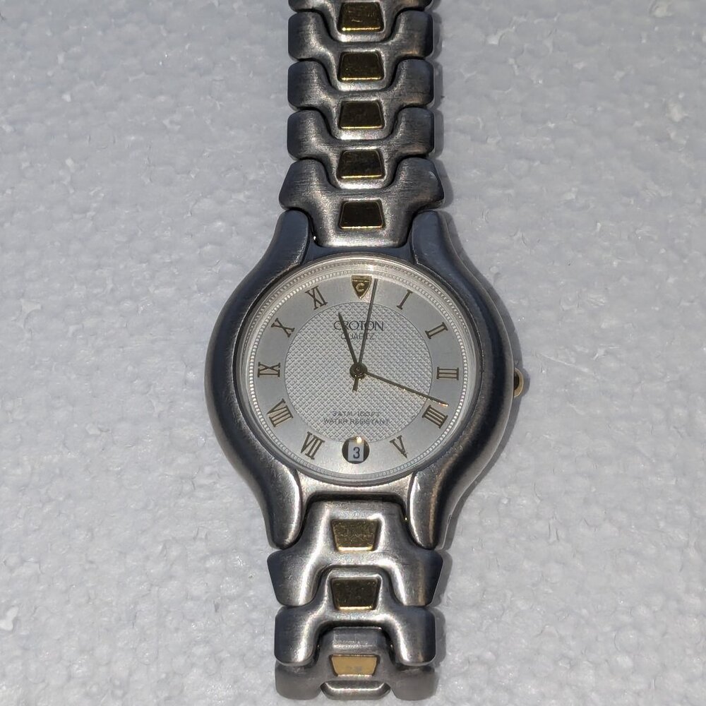 CROTON Japan Unisex 3 ATM Date Gold Silver Wristwatch